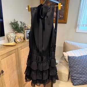 Express Black High Neck Ruffle Sleeveless Dress